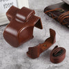 Oil Skin PU Leather Camera Full Body Case Bag with Strap for Olympus EM10 III(Coffee)