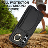 For Samsung Galaxy S25+ 5G Ring Holder Card Bag Skin Feel Phone Case(Black)