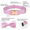 Rose Gold Dog Collar, M (33-50cm), Pink, Detachable Bow