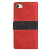For iPhone SE 2024 Grid Stitching Leather Phone Case with Lanyard(Red)