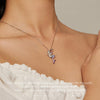 BSN338 Sterling Silver S925 White Gold Plated Moonstone Mermaid Necklace