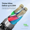 DUZZONA  A5 PD 20W USB-C/Type-C to 8 Pin Transparent Fast Charging Data Cable, Length: 1m(Black)
