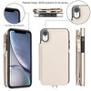 For iPhone XR Double Flap Zipper RFID Leather Phone Case with Short Lanyard(White)