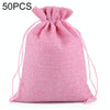50 PCS Multi size Linen Jute Drawstring Gift Bags Sacks Wedding Birthday Party Favors Drawstring Gift Bags, Size:7x9cm(Pink)