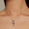 BSN338 Sterling Silver S925 White Gold Plated Moonstone Mermaid Necklace