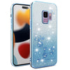 For Samsung Galaxy S9 Gradient Glitter Flower All-inclusive Phone Case(Blue)