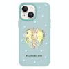 For iPhone 15 Plus Skin Feeling Jelly TPU Hybrid PC Phone Case(Love Flower Rabbit Light Green)