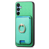 For Samsung Galaxy A16 Retro Cross Leather Ring Vertical Insert Card Bag MagSafe Phone Case(Green)