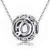 S925 Sterling Silver 26 English Letter Beads DIY Bracelet Necklace Accessories, Style:D