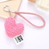 Imitation Wool Plush Heart Keychain Mobile Phone Wrist Lanyard(Pink)