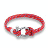 Navy Style Sport Camping Parachute Cord Survival Bracelet with Stainless Steel Shackle Buckle(Red)