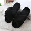 Cross Warm Plush Women Slippers, Size:40(Black)