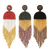 Ethnic Earrings Handmade Beaded Bohemian Tassel Earrings, Colour: Green E68671