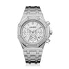 CAGARNY 6835 Men Simple Quartz Steel Band Watch(Silver + White)