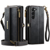 For Samsung Galaxy S23+ 5G CaseMe C39 RFID Blocking Zipper Wallet Leather Phone Case with Crossbody Strap(Black)