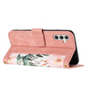 For Samsung Galaxy S25 5G Floral Pattern Leather Phone Case with Lanyard(Pink)