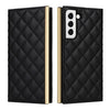 For Samsung Galaxy S21+ 5G Crossbody Rhombic Sucker Leather Phone Case(Black)