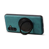 For Samsung Galaxy A15 5G Denior A14 Skin Feel Rotating Holder MagSafe Phone Case(Blue)