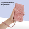 For Samsung Galaxy A73 5G Tulips Embossed Leather Phone Case with Lanyard(Pink)