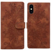 For iPhone XS Max Lace Floral Embossed Magnetic Buckle Leather Phone Case(Brown)