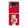 For Samsung Galaxy Z Flip4 5G Skin Fee Litchi Pattern Scarf Embroidered Dog Phone Case(Red)