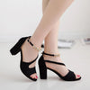 Summer Roman Style Metal One Buckle Chunky Sandals Women Casual High Heels, Size: 37(Black)
