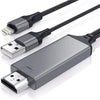 2m 1080P 8 Pin to HDMI Adapter Cable, Compatible with iPhone to HDMI Adapter(Black)