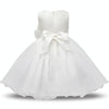 White   Girls Sleeveless Rose Flower Pattern Bow-knot Lace Dress Show Dress, Kid Size: 110cm