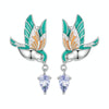 Drip Oil Craft Kingfisher Earrings Ring Set 925 Silver Jewelry, Style: Earrings