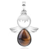 Women Angel Wings Pendants Natural Crystal Stone Necklaces(Tiger Eye)