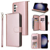 For Samsung Galaxy S25 5G 9-Card Slots Zipper Wallet Bag Leather Phone Case(Rose Gold)