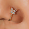 Butterfly Nose Clip Copper Inlaid Zircon U-shaped Nose Decoration(A-1204 Gold)