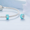 BSC883-TQ S925 Sterling Silver Dual Layer Silicone Bead Pendant Accessories DIY Bracelet Beads(Blue)