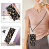 For Samsung Galaxy S25 Ultra 5G Electroplating Splicing Marble Flower IMD TPU Phone Case with Lanyard(Black Flower)