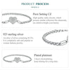 BSB133-17 Sterling Silver S925 White Gold Plated Zircon Heart Sparkling Bracelet