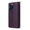 For iPhone 15 Pro Nine-card Slots Zipper Wallet Bag Leather Phone Case(Dark Purple)