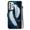 For Samsung Galaxy A53 5G Crystal Texture Colored Drawing Leather Phone Case(White Butterfly Feathers)