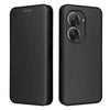 For Asus Zenfone 9 Carbon Fiber Texture Flip Leather Phone Case(Black)