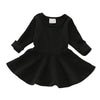 Spring and Autumn Female Babies Cotton Sanded Lotus Leaf Large Swing Skirt Dress(Black)
