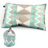 Portable Ethnic Style Automatic Inflatable Pillows Outdoor Camping Tent Camping Equipment Car Travel Pillows(Gray Blue Print)