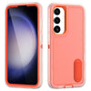 For Samsung Galaxy S24+ / S25+ 5G Rugged PC Hybrid Silicone Phone Case with Holder(Transparent+Orange)