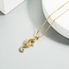 Copper Inlaid Colorful Zircon Seahorse Pendant Necklace Personality Clavicle Chain