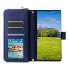 For Samsung Galaxy S23 Ultra 5G Nine-card Slots Zipper Wallet Bag Leather Phone Case(Blue)