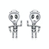 S925 Sterling Silver Cool Skeleton Man Ear Studs Women Earrings