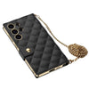 For Samsung Galaxy S25 Ultra 5G GKK Plating Diamond Texture Leather Phone Case With Crossbody Chain(Black)