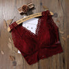 Women Lace Crop Top Seamless Ladies Sexy V neck Tube Tops, Size:One Size(Wine Red)