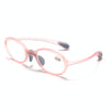 Portable Magnifying Glass Presbyopic Glasses Silicone Anti-Blue Light Reading Glasses, Degree: +250(Pink)