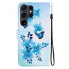 For Samsung Galaxy S24 Ultra 5G Crystal Texture Colored Drawing Leather Phone Case(Blue Butterflies)