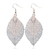 Double-layered Leaves Tassel Earrings Simple Retro Metal Leaf-ears Ornaments(Gold Black)