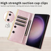 For Samsung Galaxy S24 FE 5G Crossbody Rhombic Sucker Leather Phone Case(Rose Gold)
